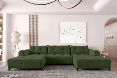 Produktbild von 99rooms Massimo Wohnlandschaft Cordstoff POSO Khaki mit Schlaffunktion