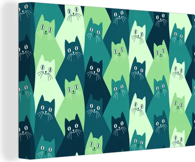 Produktbild von OneMillionCanvasses® - Leinwandbilder - 140x90 cm, Tiere - Katze - Muster, Wandbilder Kunstdruck Wanddekoration