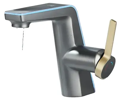 Immagine prodotto di Miscelatore per lavabo, indicatore LED della temperatura, controllo monocomando, colore grigio