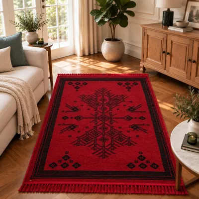 Imagen del producto de Alfombra BiggHome - 80 x 150 cm, lavable a máquina, duradera, con diseño étnico ideal para el salón, modelo SA25CY, 31.5 x 59.06 pulgadas, 3.21 lbs.