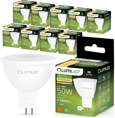 Produktbild von LUMILED GU5.3 LED Lampen Leuchtmittel 10 Stück Set MR16 6W (50W) 3000K Warmweiß 12V 580 Lumen 120° Abstrahlwinkel Spots warm Reflektorlampen