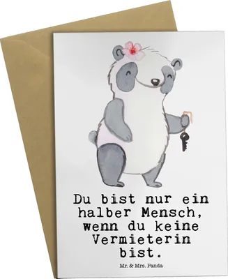 Produktbild von Mr. & Mrs. Panda Grußkarte Vermieterin Herz - Weiß - Geschenk, weihnachtskarten, hochzeitskarten, osterkarte, babykarte, Grußkarten, einladungskarten