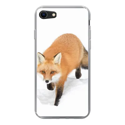 Produktbild von MuchoWow® Handyhülle Schutzhülle Hülle für iPhone 7 Fuchs - Schnee - Winter Silikon Softcase Handy Hülle - Kartenhalter