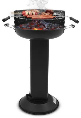 Produktbild von Muntel Holzkohlegrill edelstahl,Säulengrill,BBQ-Grill,inkl 5-fach höhenverstellbarem Grillrost, Lüftungsregler,Aschekasten und Aschekasten, für Camping, Garten, Schwarz 56 x 42,5 x 84 ø 39 cm