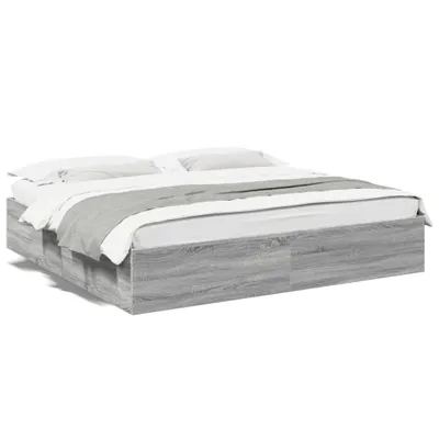 Zdjęcie produktu dla vidaXL Rama łóżka szara Sonoma 200x200 cm materiał drewnopochodny