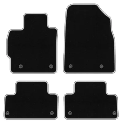 Produktbild von Velours-Fußmatten für Mazda CX-7 2006-2009 (SUV) – 4-tlg, Schwarz/Silber, passgenau – Wielganizator CARLUX