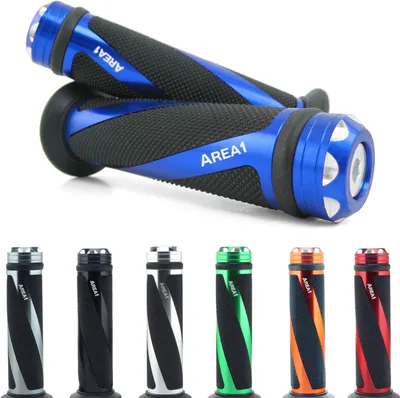 Immagine prodotto di Area1 manopole scooter moto 2 pezzi 1x 22mm + 1x 24-25mm (7/8 / 1 pollice) manopole manubrio in gomma tipo bobina colore blu