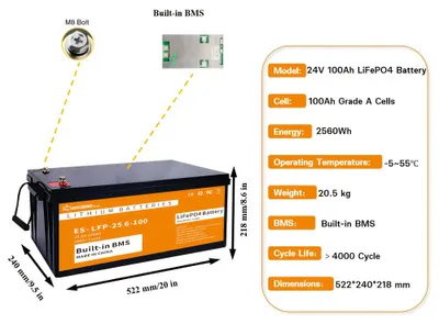 Obrázek produktu pro 24V 100Ah LiFePO4 baterie - Lithium-iontová baterie - Úložiště energie - Baterie pro off-grid systémy - Baterie do obytných vozů - Rychlé nabíjení až do 50A
