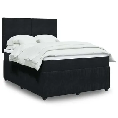 Produktbild von Design Boxspringbett mit Matratze Schwarz 160x200 cm Samt, Klassische Betten 2024 Neu