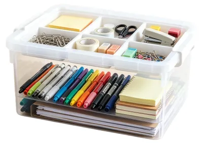 Aufbewahrungsbox mit Tablett, 16 L, transparent