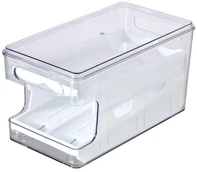 Obrázek produktu pro Ibenzoa® Průhledná úložná krabička na vejce do lednice – PET+PP, 24 vajec, 30,3×16×15,7 cm, úsporná a stohovatelná s automatickou funkcí dvojitého vysouvání