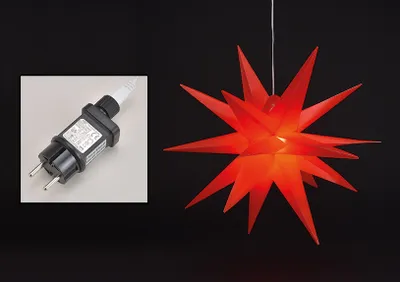 Produktbild von Deko LED Stern inkl. Timerfunktion, faltbar, in rot kl. ca. Ø35cm, warmweiß  INDOOR