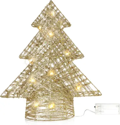 Produktbild von COM-FOUR® LED Deko Baum Weihnachten - Weihnachtsdekoration Tannenbaum mit LED und Timer - Aufsteller Weihnachtsbaum mit warm-weißem Licht