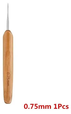 Image de Kit de crochets pour dreadlocks, acier inoxydable résistant, manche antidérapant en bambou, 0,75 mm, 1 crochet