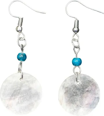 Produktbild von Perlmutt Ohrringe Miniblings Hänger weiß echte Muscheln Perle blau 20mm