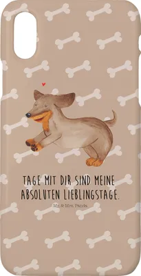 Produktbild von Mr. & Mrs. Panda Iphone 10 Handyhülle Hund Dackel - Hundeglück - Geschenk, Handy, Hülle, X, Hunde, Sprüche, Herz, Cover, Dachshund