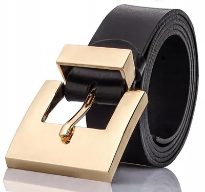 Produktbild von Gracio® Eleganter Damen Ledergürtel Schwarz Goldene Schnalle