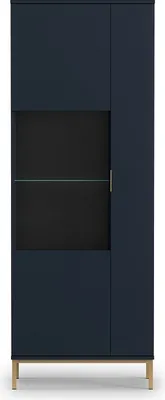 Produktbild von Furmeb24 - PULA WIT70 - Eintrige Vitrine mit Regalen, gerade Metallbeine , Marine-Matt .
