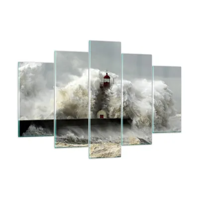 Produktbild von Bilder auf glas - Leuchtturm Ozean Sturm - 150x100cm - Glasbilder - Wandbilder - Kunstdruck - zum Aufhängen bereit - Wanddekoration aus Glas - Glas Bilder - Wandbild auf Glas - GEA150x100-2442