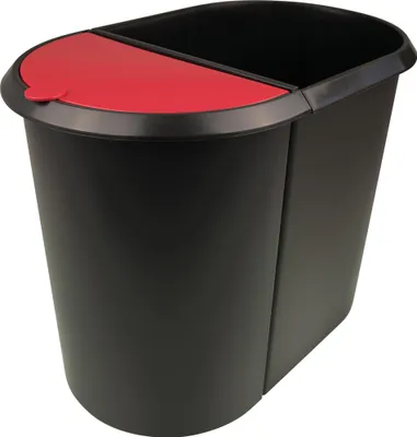 Produktbild von helit Papierkorb Duo-System schwarz/rot