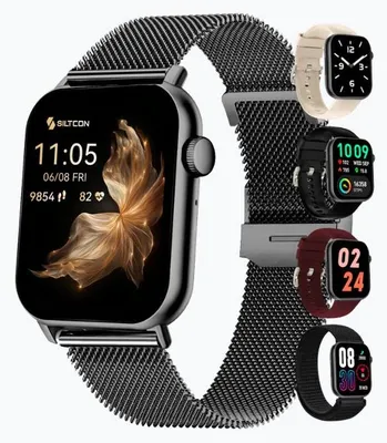 Productafbeelding van Siltcon® Seréa Smartwatch Dames Zwart - Smartwatch Heren - Horloge Dames - Stappenteller Horloge Dames - Hartslagmeter - Slaapmonitor - Saturatiemeter - Belfunctie - Geschikt voor iOS/Android - AMOLED - RVS - Elke pols - Incl. 5 Bandjes