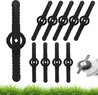 Produktbild von 50 Stück Ersatzmesser Rasentrimmer – 14cm Kunststoff Ersatzmesser, Zubehör für Rasentrimmer, Schwarz