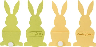 Produktbild von Hasenförmige Bestecktaschen für festliche Ostertischdekoration, 4 Stück