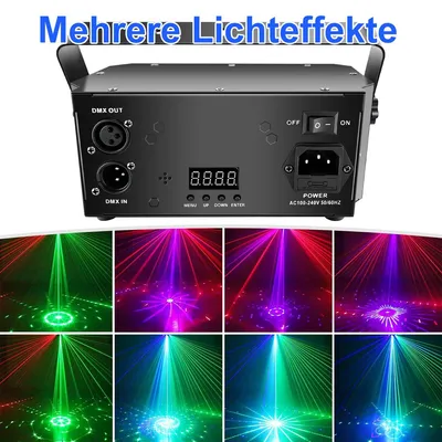Produktbild von Discolicht Partylicht, LED RGB Licht, DJ Projektor Musikgesteuert, Fernbedienung USB-betrieben, Für KTV Familientreffen Hochzeit Geburtstag