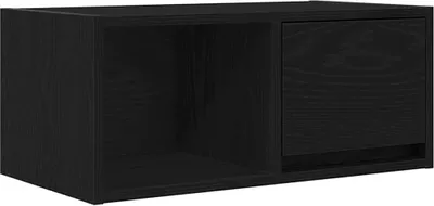 Image de vidaXL Armoire TV noire imitation chêne 60x31x25,5 cm Matériau dérivé du bois