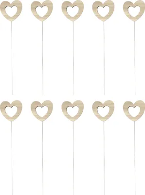 Produktbild von Blumen-Stecker Herz braun mit Metallstab 10 Stück