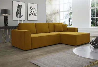 Produktbild von Ecksofa Schlafsofa Sofa CONOR Stoff Kronos Goldbraun Ottomane Rechts