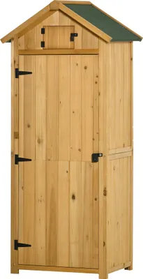 Produktbild von GartenschrankGartenhausGerätehausGeräteschuppenmitFachbödenAsphaltdachFensterHolzGelb+Grün77x54,2x179cm