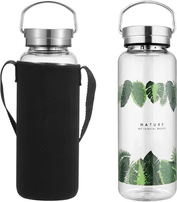 Productafbeelding van Glazen drinkfles 1 liter - Borosilicaat - Met RVS infuser
