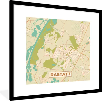 Produktbild von MuchoWow® Gerahmtes Poster Rastatt - Jahrgang - Karte - Stadtplan 40x40 cm - Poster mit Schwarzem Bilderrahmen Wandposter Rahmen Foto Bilder - Poster - Plakat im Rahmen