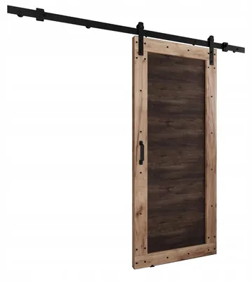 Produktbild von KierMoebel Schiebetür Komplettset LOFT ADIO 2 Eiche Craft Gold & Dunkle Asche 96x205x3,2 cm, Wohnzimmer Schiebetür