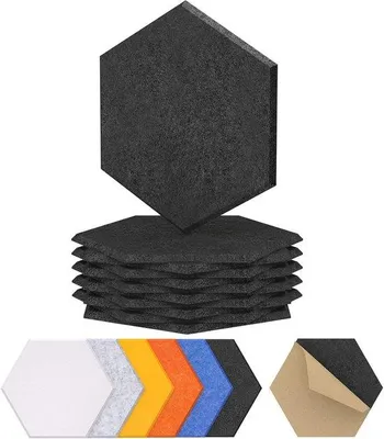 Produktbild von Famanu Akustikpaneele 12er Set - Hochdichte schallabsorbierende Wandpaneele schwarz 30x26x1cm
