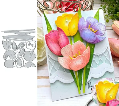 Metall-Stanzformen Tulpenblüten, 12×10 cm, für Karten & Scrapbooking