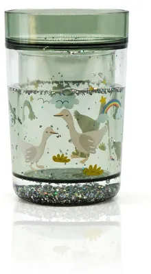 Produktbild von Glitzerbecher Serie Gans, mintgrün, 10,9 cm Höhe