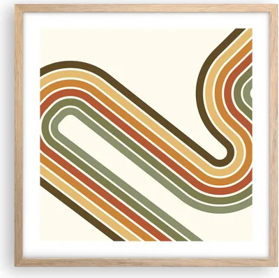 Produktbild von Gerahmtes Poster - Rahmen in heller Eiche - Abstraktion Weg Gürtel - 50x50 cm - Wand Bild - Wanddeko - Wandbilder - Kunstposter - Wandposter - Bilderrahmen - Bilder - Kunstdruck - P2NAC50x50-4425