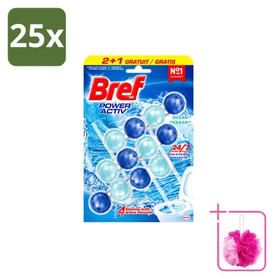 Produktbild von 25 x Bref Power Aktiv Toilettenstein Ocean - 3 x 50 g - Sparpackung - 25 Stücke
