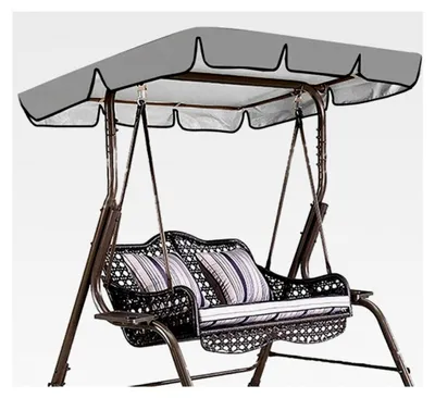 Produktbild von Ersatzbezug für 3-Sitzer-Outdoor-Schaukelstuhl, 600D-Oxford-Gewebe, wasserdicht mit Bindebändern, 198,1 x 127 cm, Grau