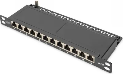 Obrázek produktu pro Digitus DN-91612S, RJ-45, Instalace do racku, 1U, Černá, Pozinkovaná ocel, SECC, 280 mm