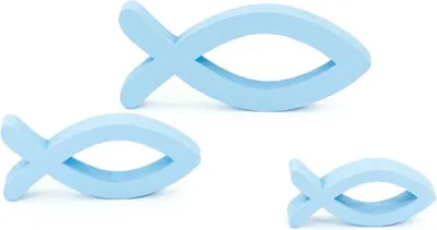 Produktbild von Oblique Unique 3 Holz Fische Mix Streudeko Taufe Kommunion Konfirmation - hellblau