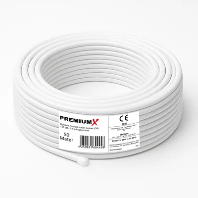 Produktbild von PremiumX 50m DELUXE PRO Koaxialkabel 135dB 5-fach reines Kupfer SAT Antennenkabel