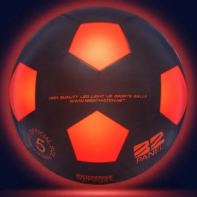 Obrázok produktu pre Svietiaca futbalová lopta LED, veľkosť 5, čierna a oranžová