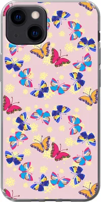 Produktbild von MuchoWow® Handyhülle Schutzhülle Hülle für Telefoonhoesje iPhone 13 Mädchen - Schmetterling - Insekten - Muster - Mädchen - Kinder - Kinder Silikon Softcase Handy Hülle - Karteninhaber