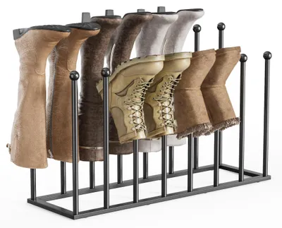 Image de Omgoods - Étagère à chaussures métallique autoportante pour 8 paires de chaussures