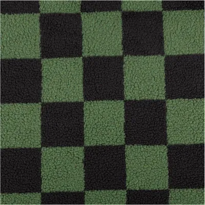 Produktbild von Teddystoff Meterware Boucle Karo grün anthrazit 160cm