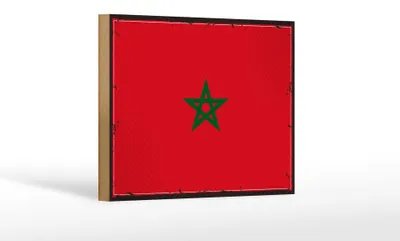 Produktbild von Holzschild Flagge Marokkos 18x12 cm Retro Flag of Morocco Dekoration