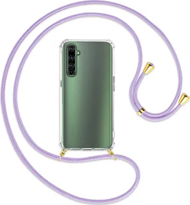Produktbild von Handykette Backcover-Schutzhülle mit Band (Metall goldfarben) für Realme X50 Pro 5G - violett